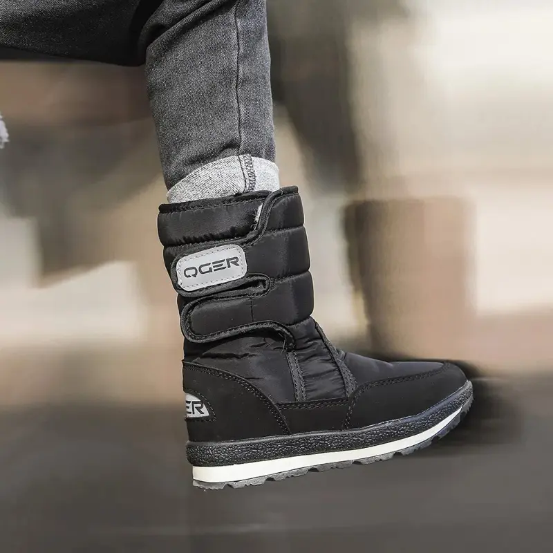 Children's Thick Wool Warm and Cold Resistant Snow Boots Shoes Warm Cold Resistant Mid Tube Waterproof Anti-slip