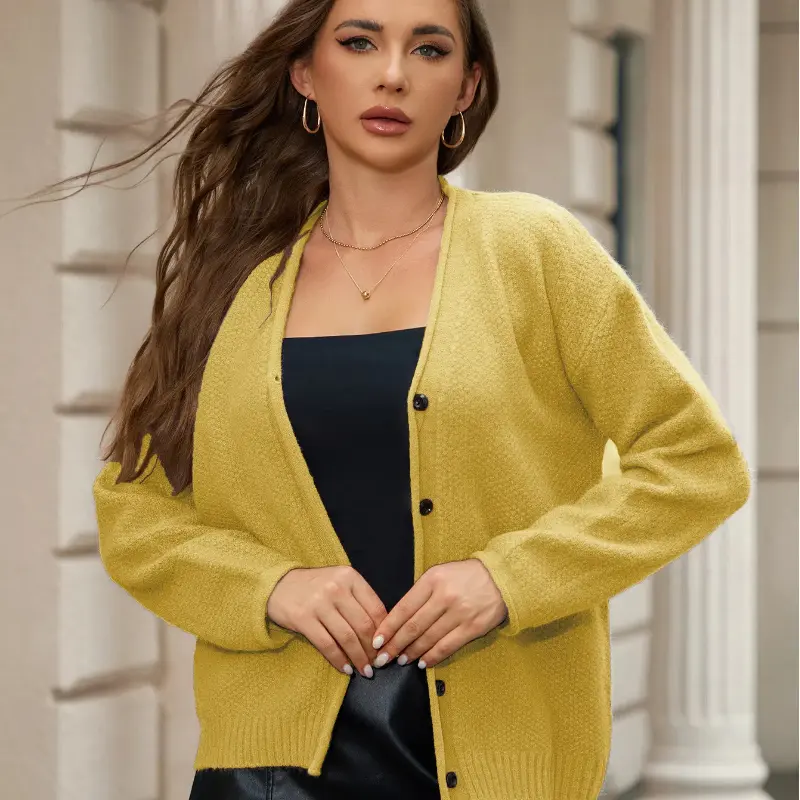 Kyushu-Chengpin, Jzzdemm, Fake Two Pieces, Sunken Stripe, Slim Fit, Long Sleeve Knit Cardigan, Women Spring and Autumn Thin Top