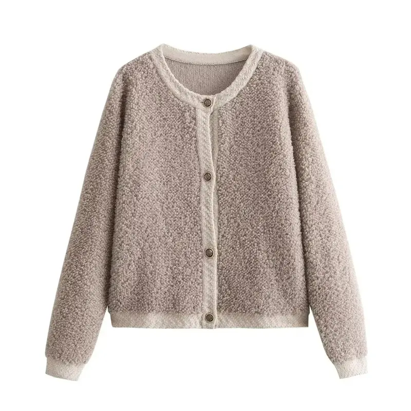 Autumn Fleece Coat For Women Fashion Trend Hemming Long Sleeves Short Cardigan Female Women's Jacket Short Woolen Jacket