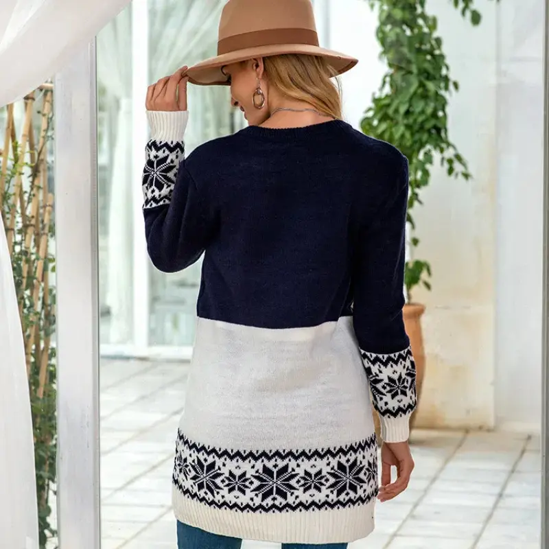 Hot Christmas Women Sweater Santa Claus Xmas Printing Long Sleeve O-neck Christmas Knitting Pullover Sweater Top Jumper Knitwear