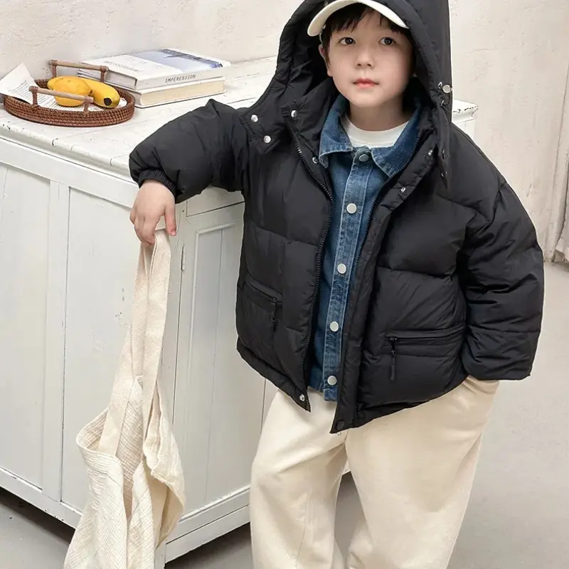 Kids Coats Baby Boys Jackets Fashion Warm Girls Hooded Snowsuit Cowboy Fake Two Piece Down Jacket 2024 Autumn Winter New Item