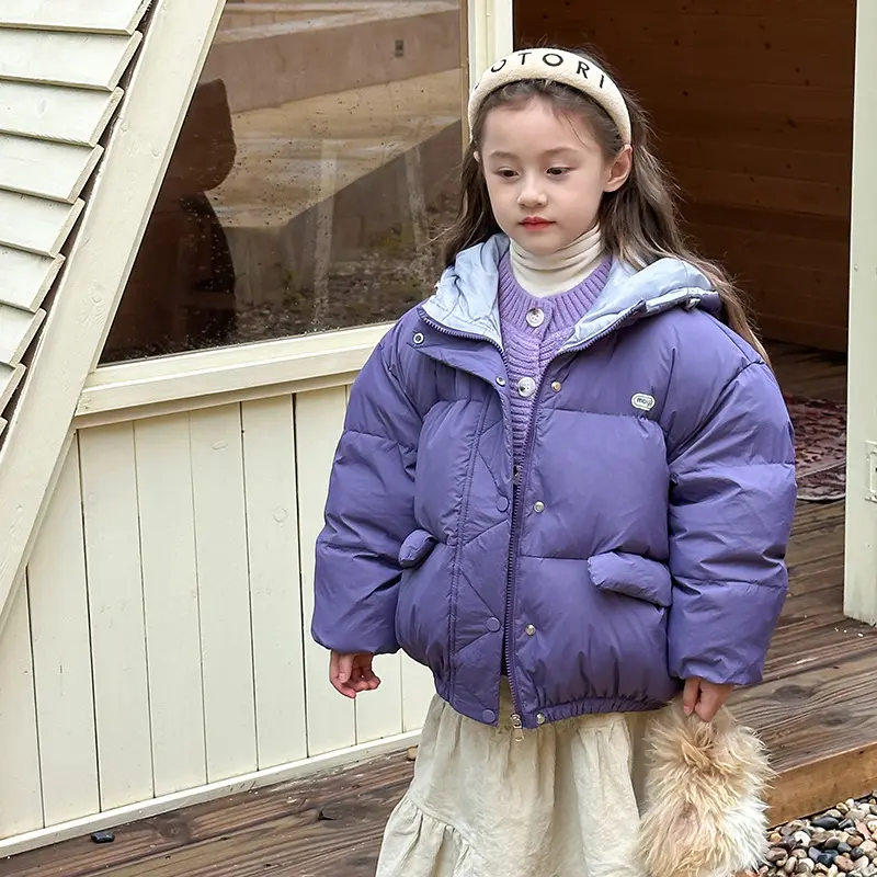 Children Down Cotton Jacket Girls Short 2024 New Korean Little Girl Baby Bread Jacket Thickened Cotton Coat Bread Jacket