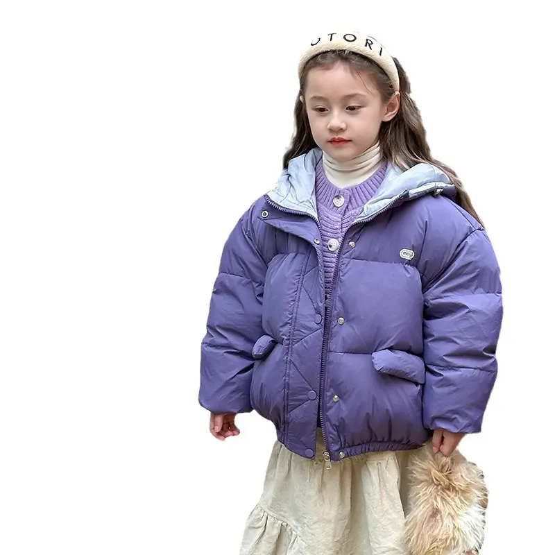 Children Down Cotton Jacket Girls Short 2024 New Korean Little Girl Baby Bread Jacket Thickened Cotton Coat Bread Jacket