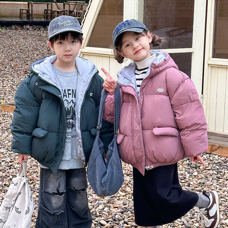 Children Down Cotton Jacket Girls Short 2024 New Korean Little Girl Baby Bread Jacket Thickened Cotton Coat Bread Jacket