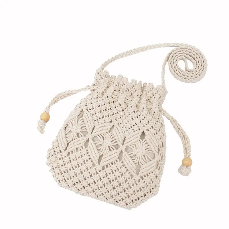 Cute Handmade Straw Bag Woven Shoulder Crossbody Bucket Bag New Fashion Casual Summer Travel Beach Bag Women Trendy Handbag