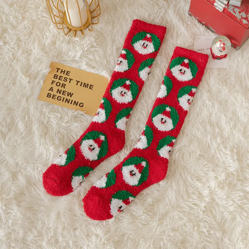 7pairs Christmas Over Knee Thigh Socks Knee-High Warm Stocking Women Boot Sock Leg Warmer High Socks for Daily Wear Xmas Party