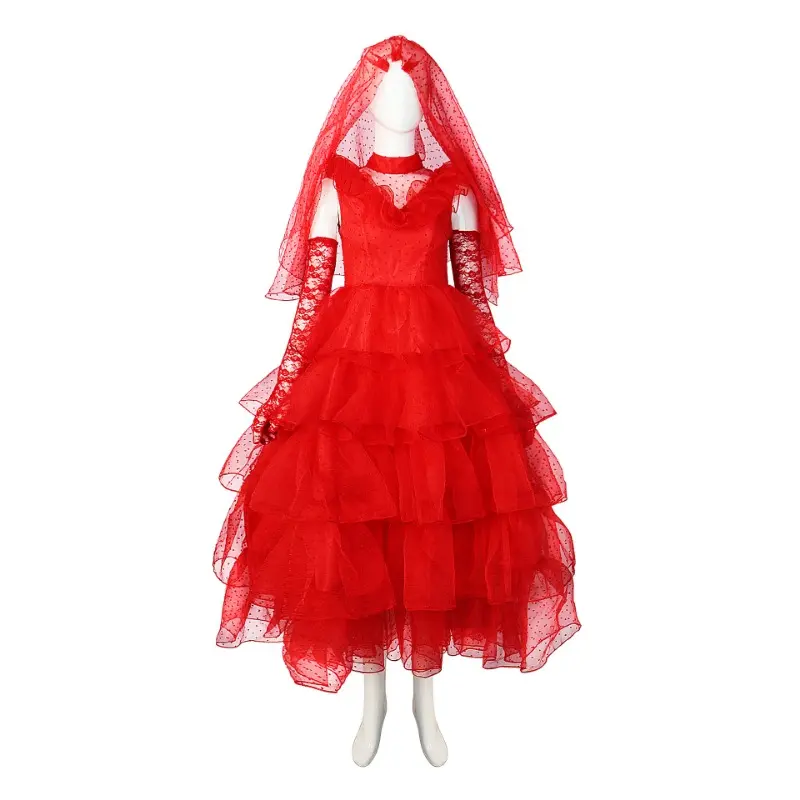 Movie Juice Halloween Costume Lydia Red Marry Women Dress Cosplay Costumes Anime Party Suit Michael Keaton for Women Lidia Red