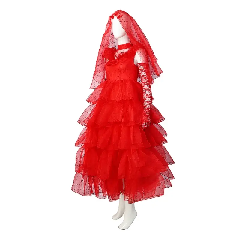Movie Juice Halloween Costume Lydia Red Marry Women Dress Cosplay Costumes Anime Party Suit Michael Keaton for Women Lidia Red