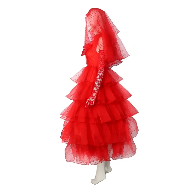Movie Juice Halloween Costume Lydia Red Marry Women Dress Cosplay Costumes Anime Party Suit Michael Keaton for Women Lidia Red