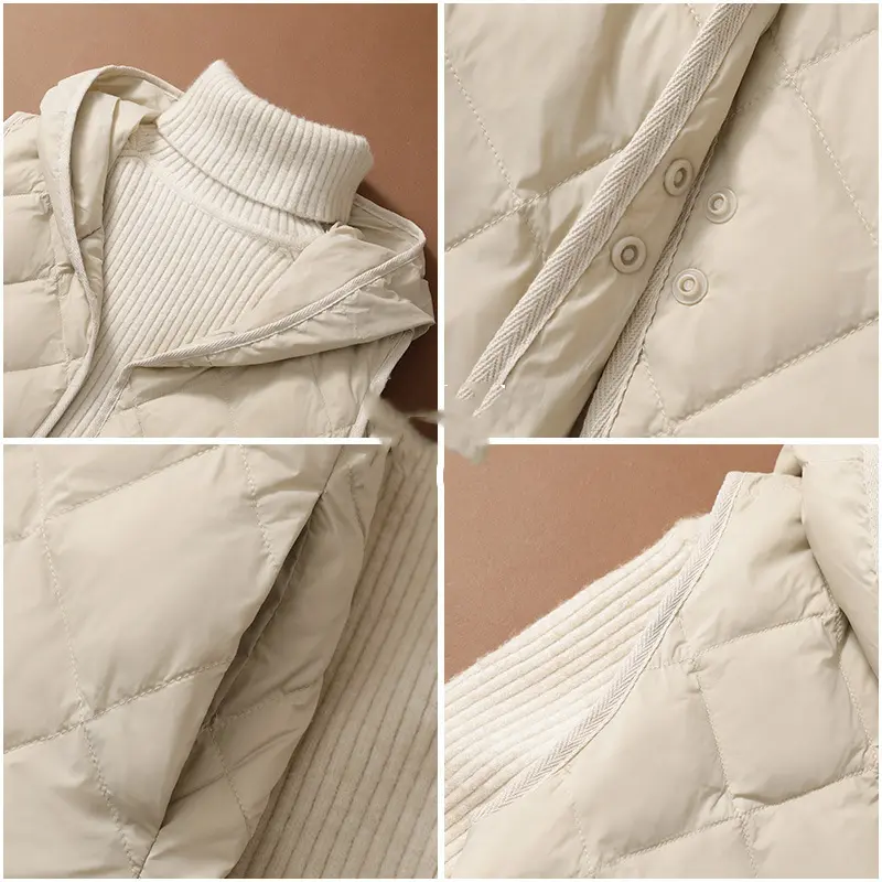 Hooded Down Waistcoat Jacket Parkas Autumn Winter Women Ultra Light White Duck Down Vest Female Warm Sleeveless Short Tank Coat