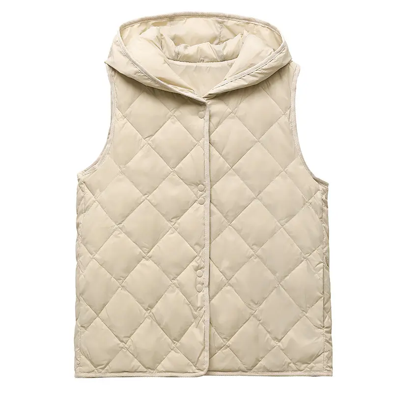 Hooded Down Waistcoat Jacket Parkas Autumn Winter Women Ultra Light White Duck Down Vest Female Warm Sleeveless Short Tank Coat