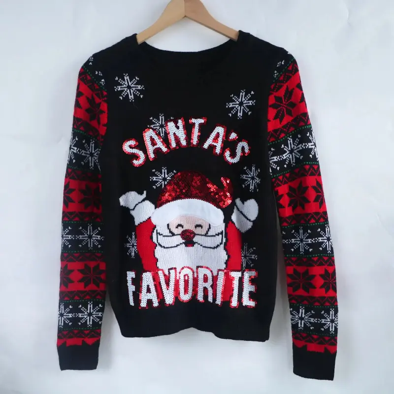 Women's Autumn Winter New Fashion Elegant Round Neck Pullover Long Sleeve Printed Christmas Linen Casual Versatile ForeignerTops