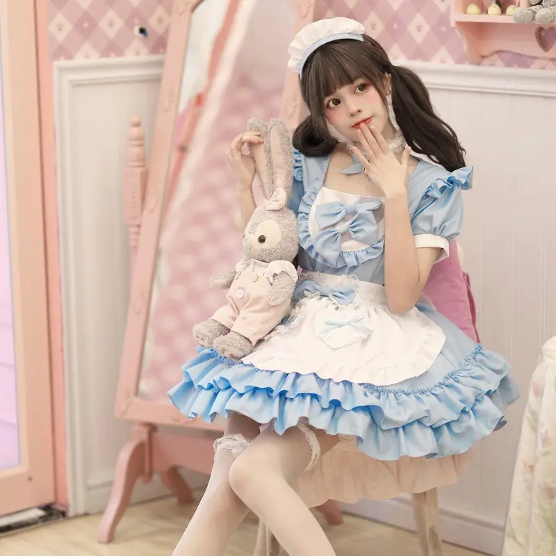 Cosplay Japanese Soft Girl Maid Dress Pure and Cute Pink Maid Uniform Set Role Playing Comfortable Fabric Anti Dirty