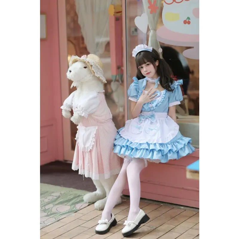 Cosplay Japanese Soft Girl Maid Dress Pure and Cute Pink Maid Uniform Set Role Playing Comfortable Fabric Anti Dirty