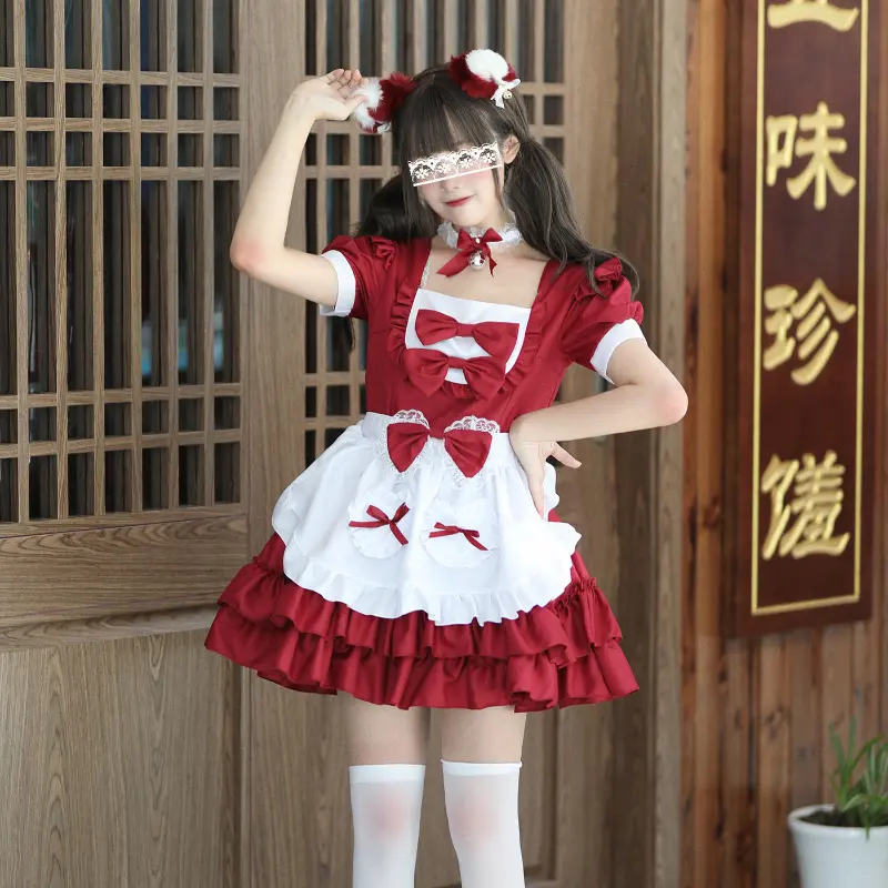 Cosplay Japanese Soft Girl Maid Dress Pure and Cute Pink Maid Uniform Set Role Playing Comfortable Fabric Anti Dirty
