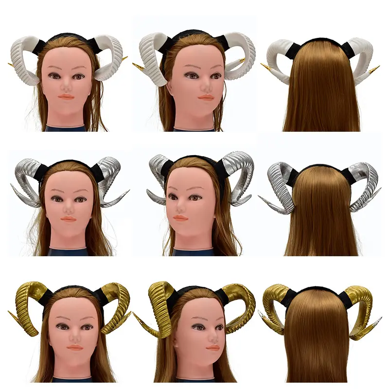 Halloween Devil Headband Prop Christmas Party Simulation Sheep Horn Headband Studio Photo DIY Headwear Hair Accessories
