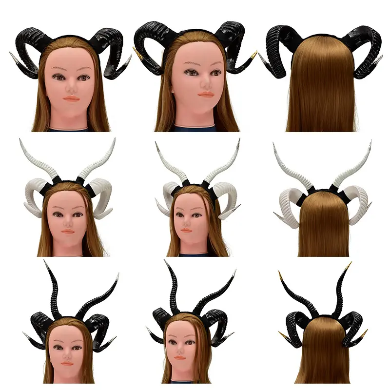 Halloween Devil Headband Prop Christmas Party Simulation Sheep Horn Headband Studio Photo DIY Headwear Hair Accessories