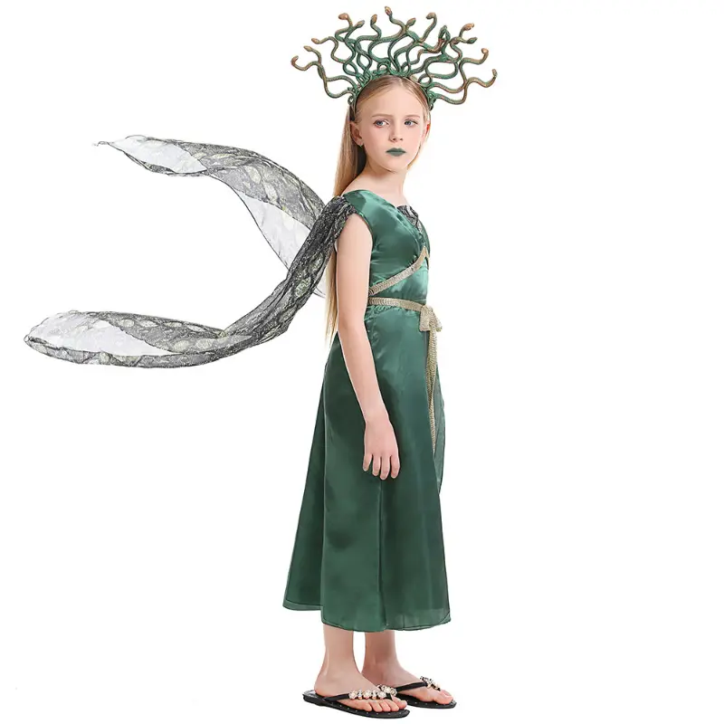 Halloween Costume Children's Greek Mythology Cyan Gorgon Gorgon Gorgon Gorgon Cosplay Costume Anime Cosplay Performance Show