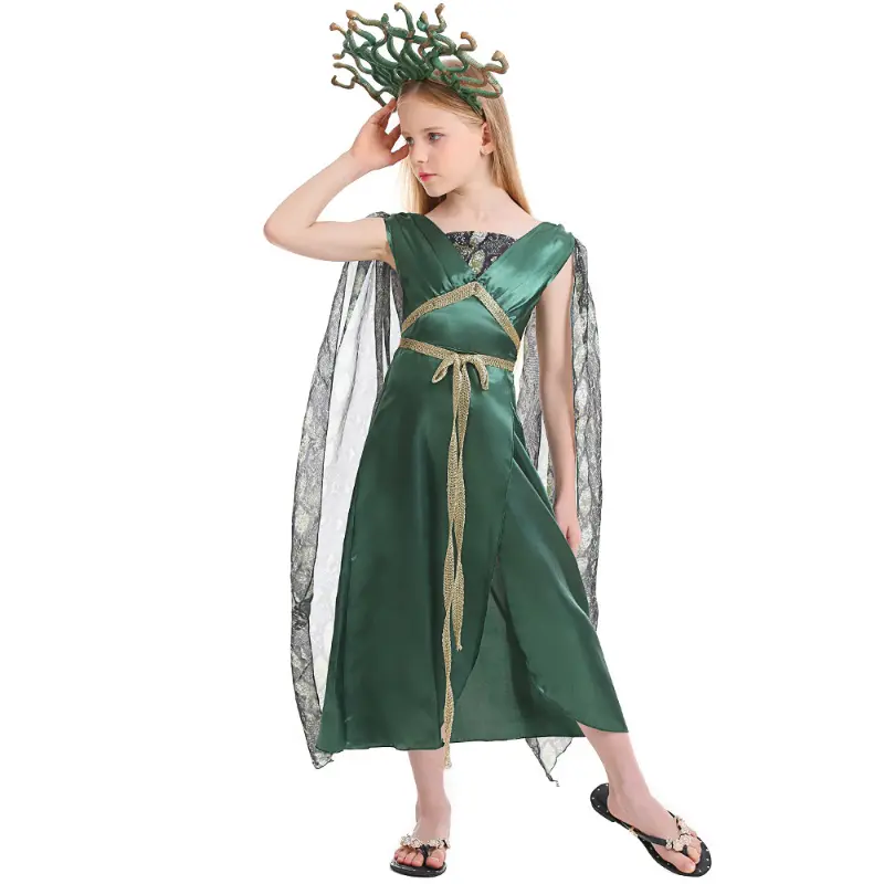Halloween Costume Children's Greek Mythology Cyan Gorgon Gorgon Gorgon Gorgon Cosplay Costume Anime Cosplay Performance Show