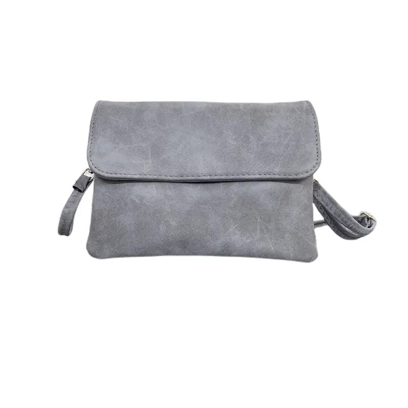 Simple Retro Frosted Leather Phone Bag Trendy New Zipper Crossbody Small Bag Solid Color Single Shoulder Phone Bag