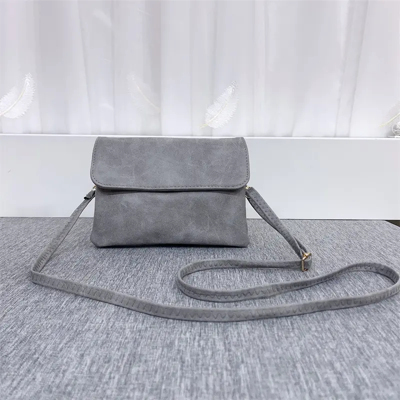 Simple Retro Frosted Leather Phone Bag Trendy New Zipper Crossbody Small Bag Solid Color Single Shoulder Phone Bag