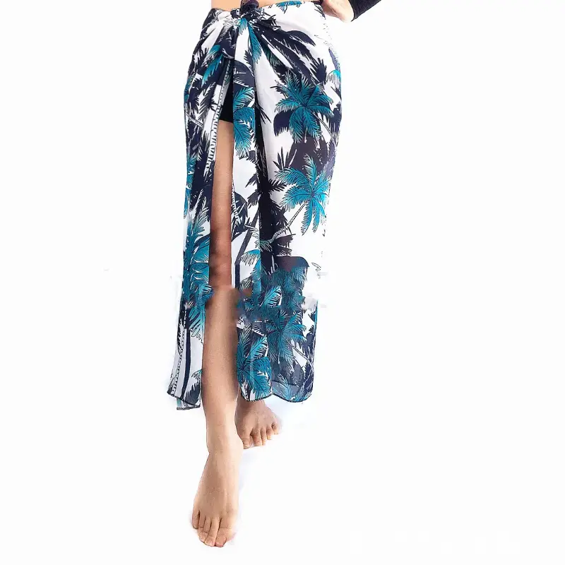 Loose Swimsuit Coverups Fashion Beachwear Printed Short Skirt Beach Bikini Wrap Sheer Beach Wrap Chiffon Swimsuit Women