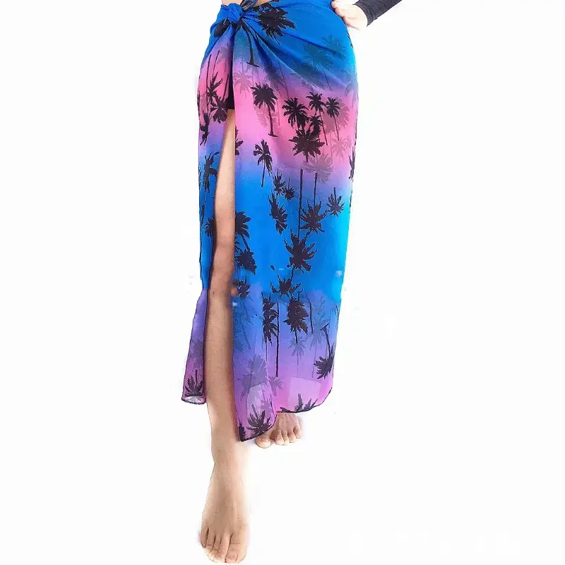 Loose Swimsuit Coverups Fashion Beachwear Printed Short Skirt Beach Bikini Wrap Sheer Beach Wrap Chiffon Swimsuit Women