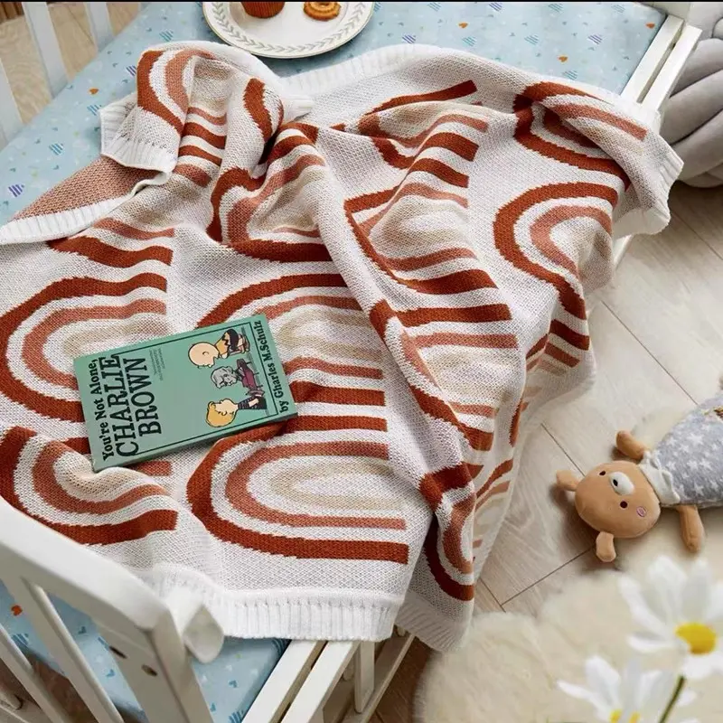 Ins Style Knit Blanket Swaddling Blankets for Baby Newborn Babies Accessories Bear Children's Winter Warm Bed Cover Bedding