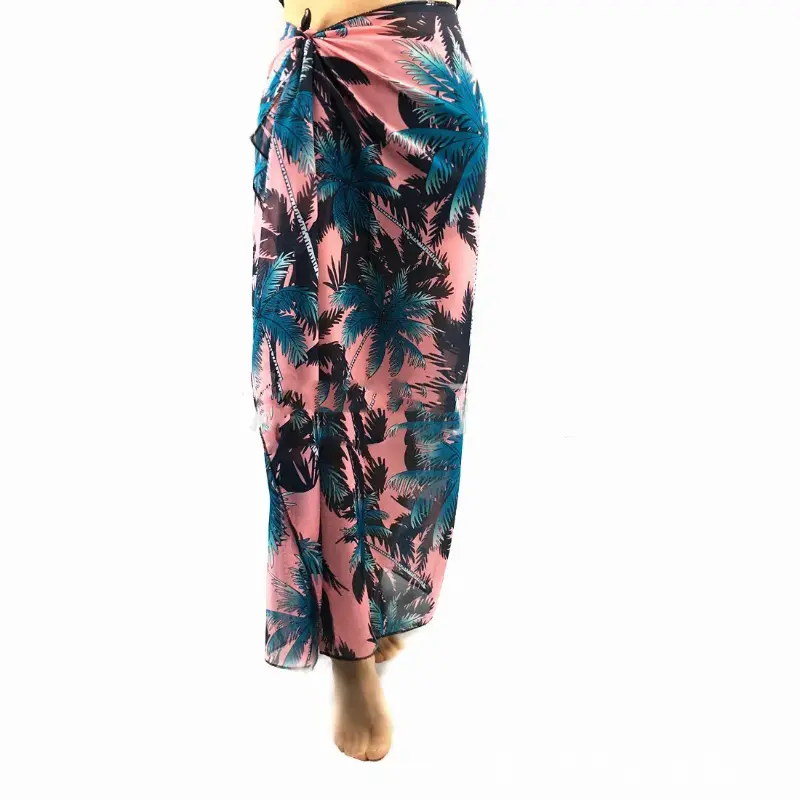 Loose Swimsuit Coverups Fashion Beachwear Printed Short Skirt Beach Bikini Wrap Sheer Beach Wrap Chiffon Swimsuit Women