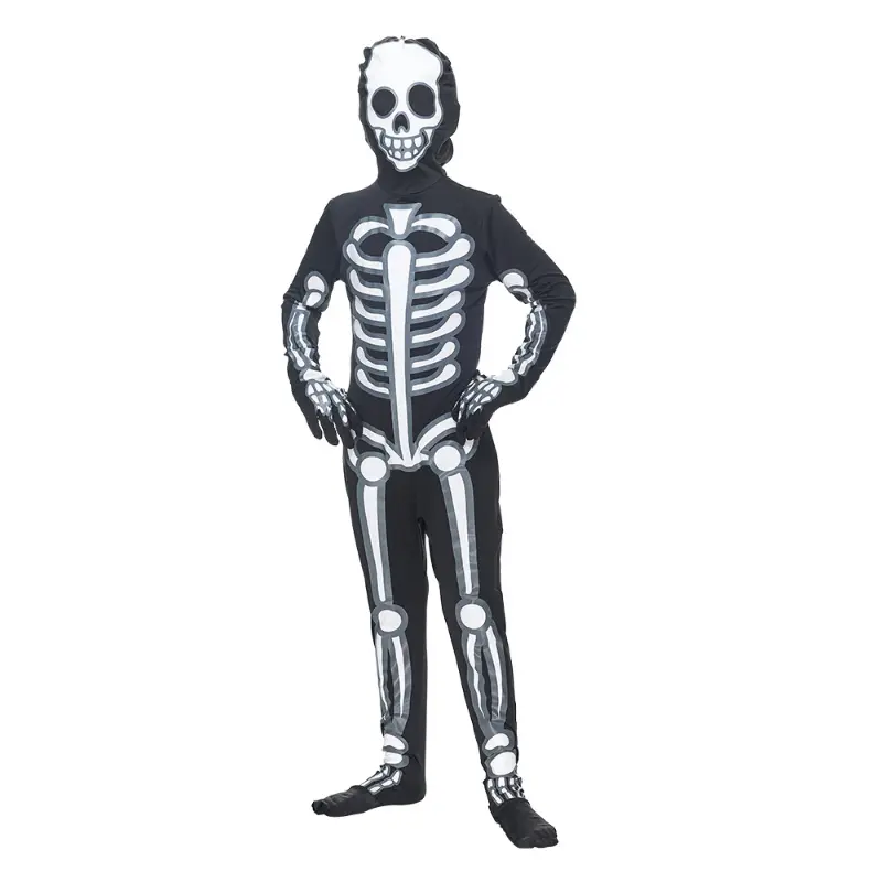 Scary Zombie Cosplay Costumes Skeleton Skull Costume Suit Halloween Costume for Kids Carnival Party Dress Up Jumpsuits And Mask