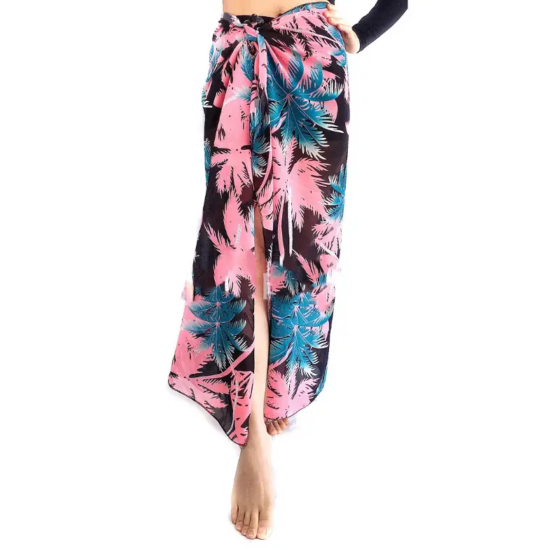 Loose Swimsuit Coverups Fashion Beachwear Printed Short Skirt Beach Bikini Wrap Sheer Beach Wrap Chiffon Swimsuit Women