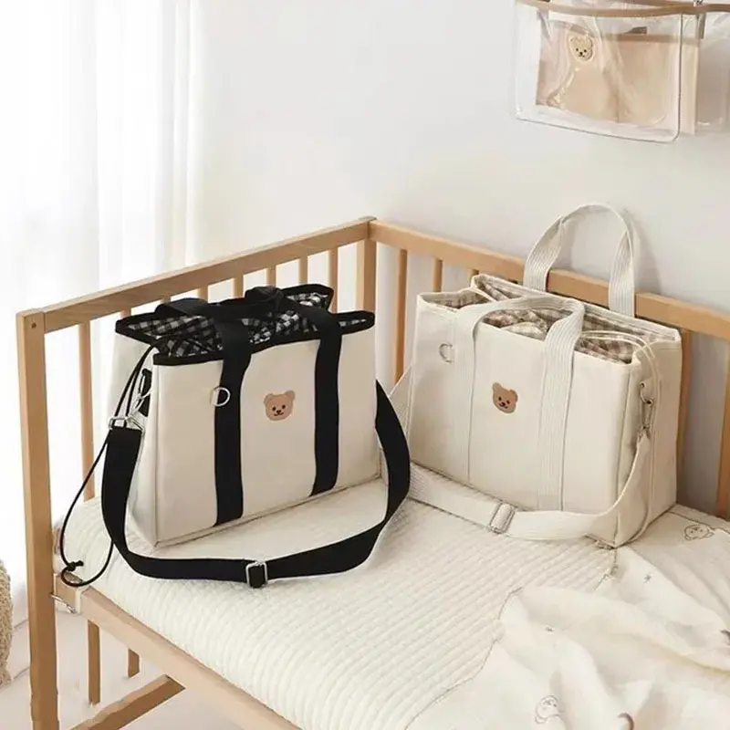 Korean Ins Mommy Bag Large Capacity Bear Handheld Hanging Bag New Lightweight Storage Mommy and Baby BagBaby Diaper Bag