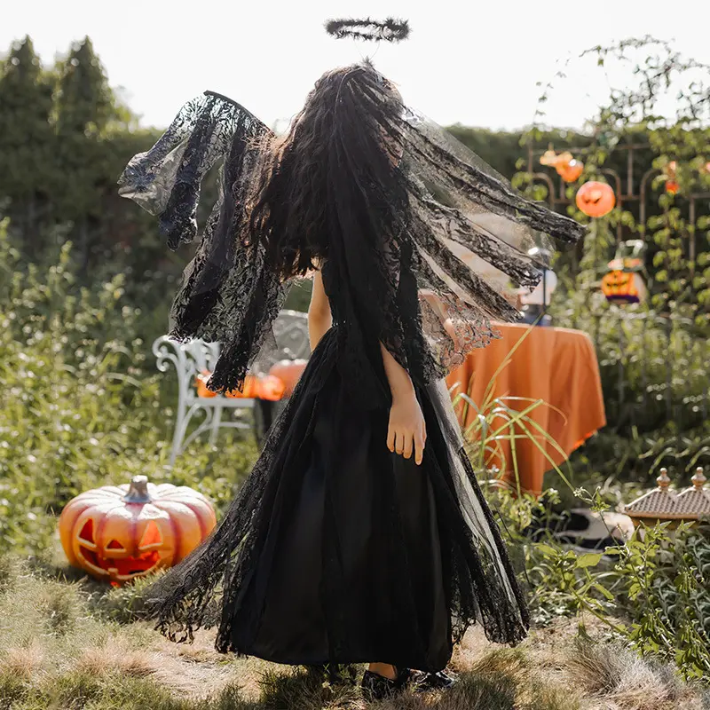Halloween Night Party Children Demon Angel Cosplay Costume Witch Wings Dark Elves Set Anime Performance Clothing Dress Cosplay