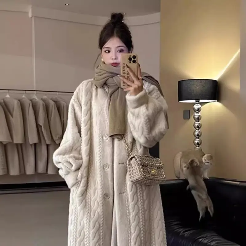 Faux Fur Coat Women Casual Warm Fashion Thicken Soft Fluffy Parka Female Solid Long Sleeves Loose Korean Outwears Lady