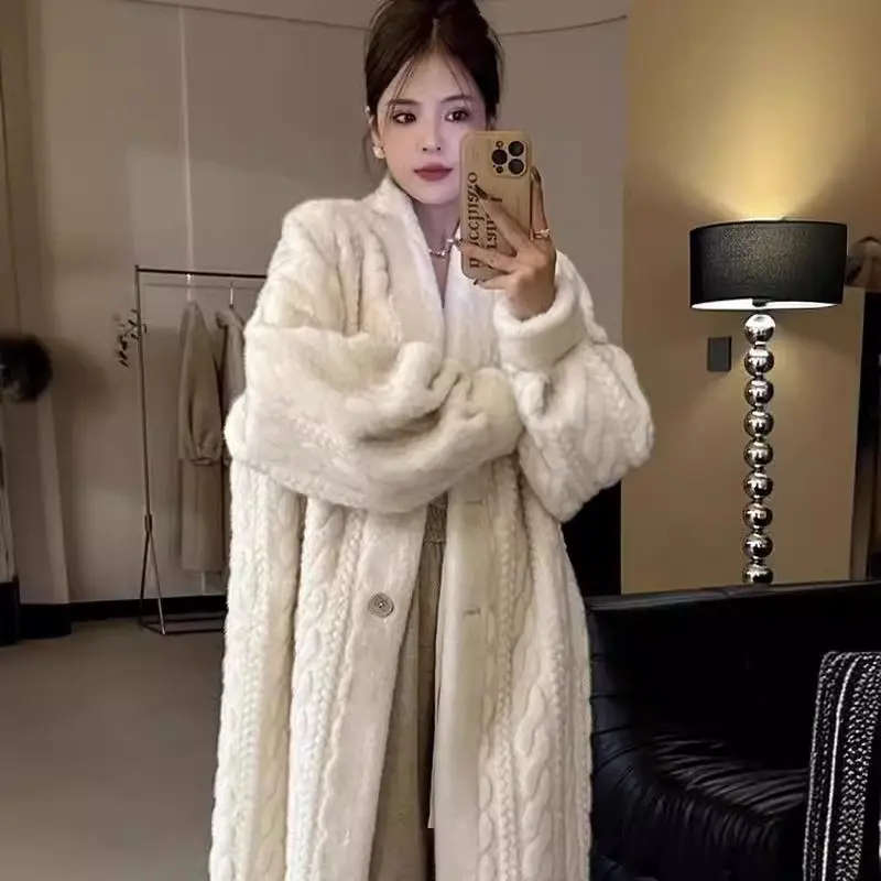 Faux Fur Coat Women Casual Warm Fashion Thicken Soft Fluffy Parka Female Solid Long Sleeves Loose Korean Outwears Lady