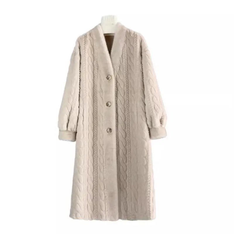 Faux Fur Coat Women Casual Warm Fashion Thicken Soft Fluffy Parka Female Solid Long Sleeves Loose Korean Outwears Lady