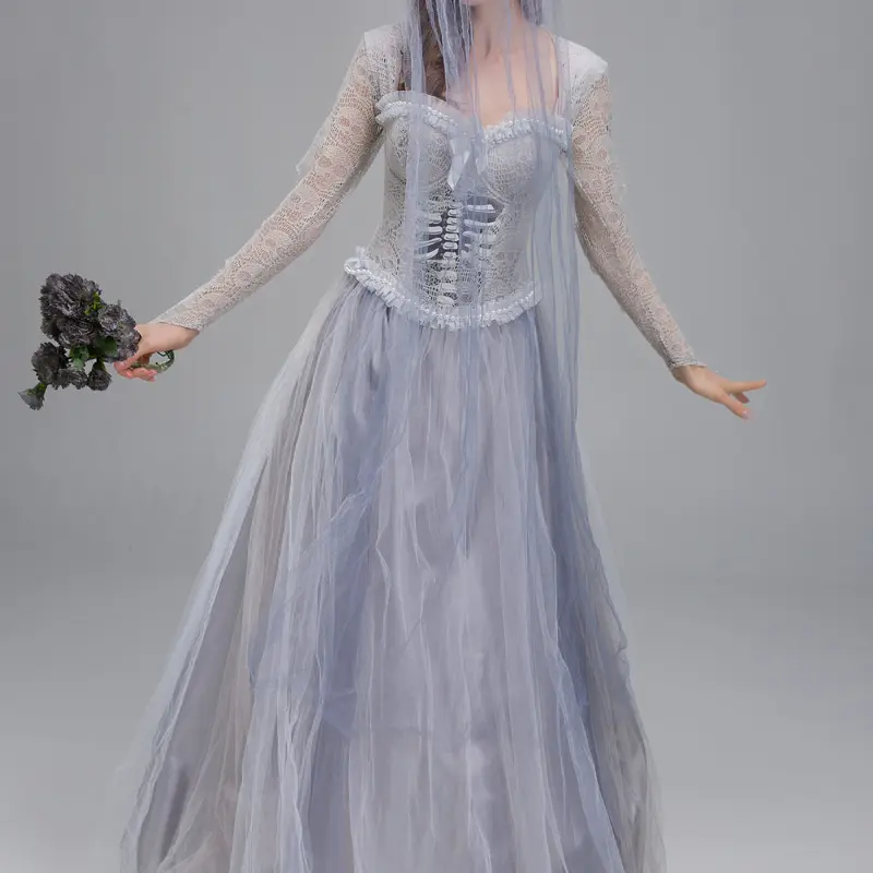 2pcs Halloween Costume Scary Ghost Bride Dress Ghost Zombie Performance Costume Masquerade Ball Costume Cosplay Costumes