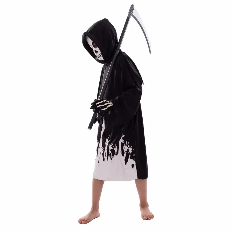 Children Halloween Devil Skeleton Mask Scary Costume Grim Reaper Costume for Boys Kids Costume Ghost Cosplay Set Death Garments