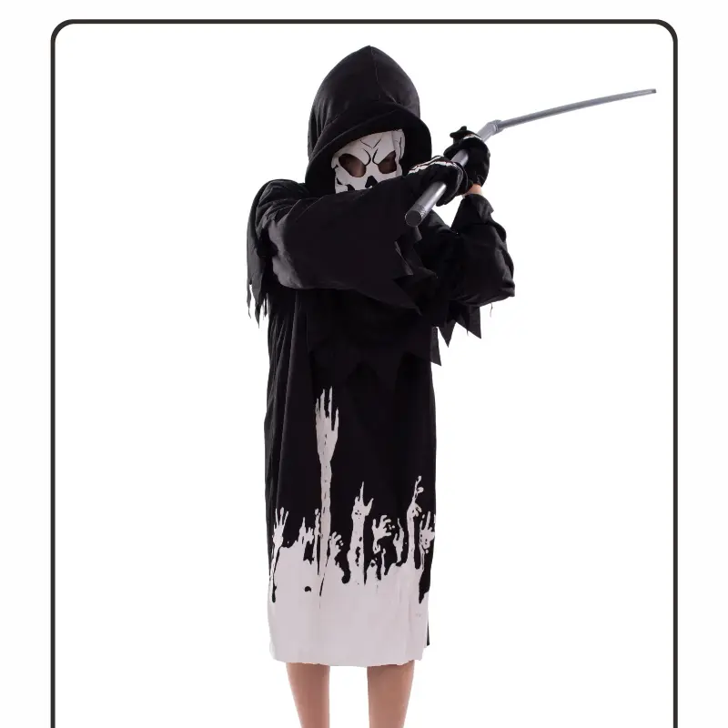Children Halloween Devil Skeleton Mask Scary Costume Grim Reaper Costume for Boys Kids Costume Ghost Cosplay Set Death Garments