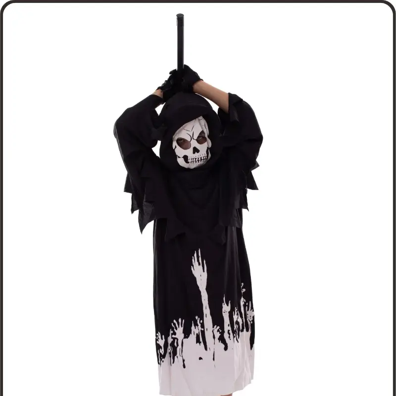 Children Halloween Devil Skeleton Mask Scary Costume Grim Reaper Costume for Boys Kids Costume Ghost Cosplay Set Death Garments