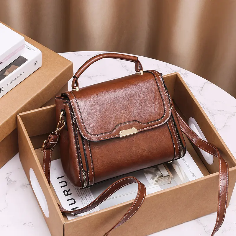 2024 New Handbag Small Square Bag Leather Women's Commuter Bag Large Capacity Ladies Bag Handbill Shoulder Messenger Bag