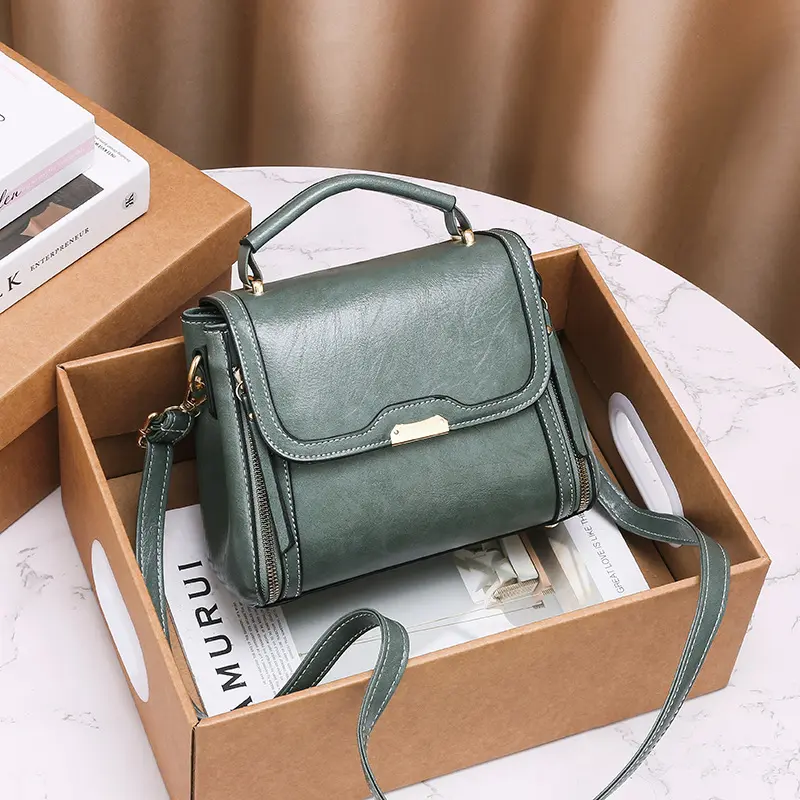2024 New Handbag Small Square Bag Leather Women's Commuter Bag Large Capacity Ladies Bag Handbill Shoulder Messenger Bag