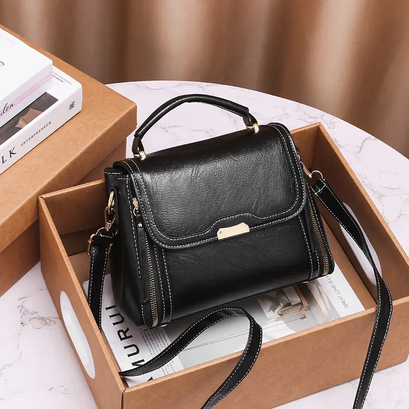 2024 New Handbag Small Square Bag Leather Women's Commuter Bag Large Capacity Ladies Bag Handbill Shoulder Messenger Bag