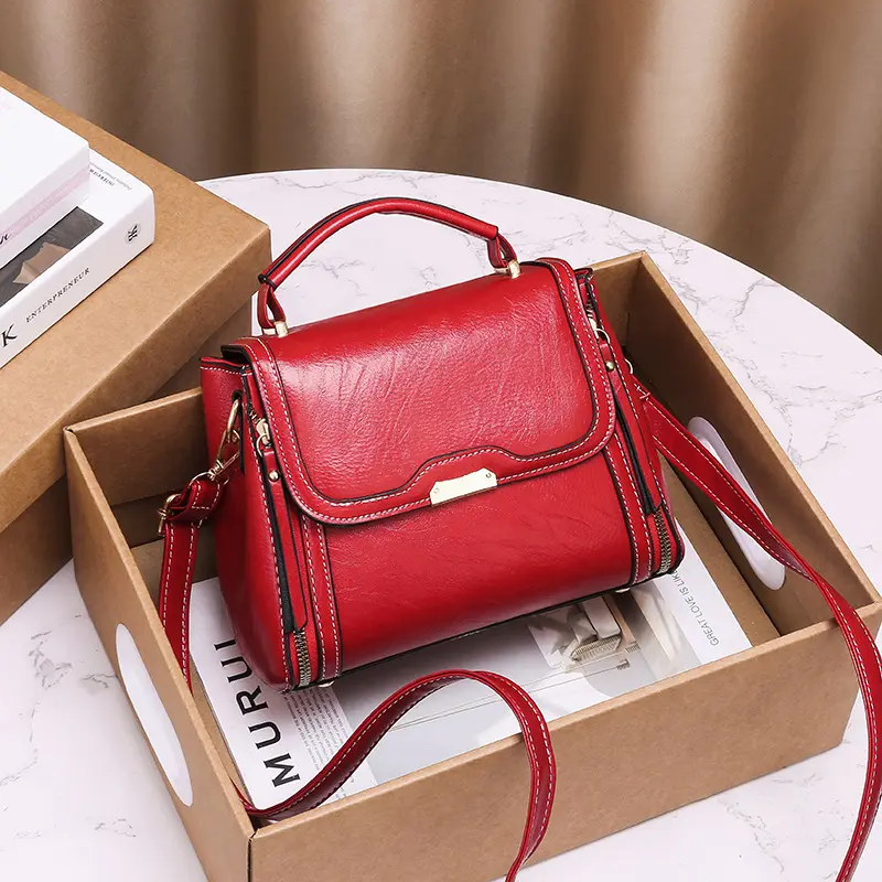 2024 New Handbag Small Square Bag Leather Women's Commuter Bag Large Capacity Ladies Bag Handbill Shoulder Messenger Bag