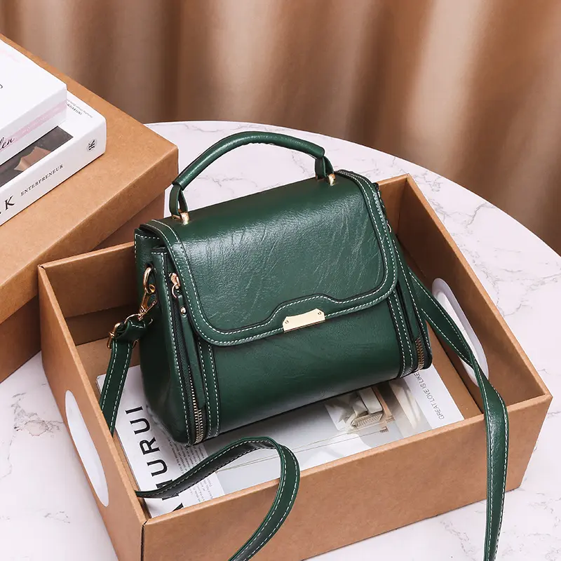2024 New Handbag Small Square Bag Leather Women's Commuter Bag Large Capacity Ladies Bag Handbill Shoulder Messenger Bag