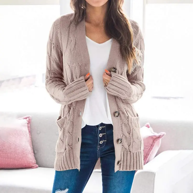 Leisure Time Women's Open Front Knit Cardigan Long Sleeve Knit Sweater Casual Solid Classy Sweater Jacket Chunky Outwear Coats