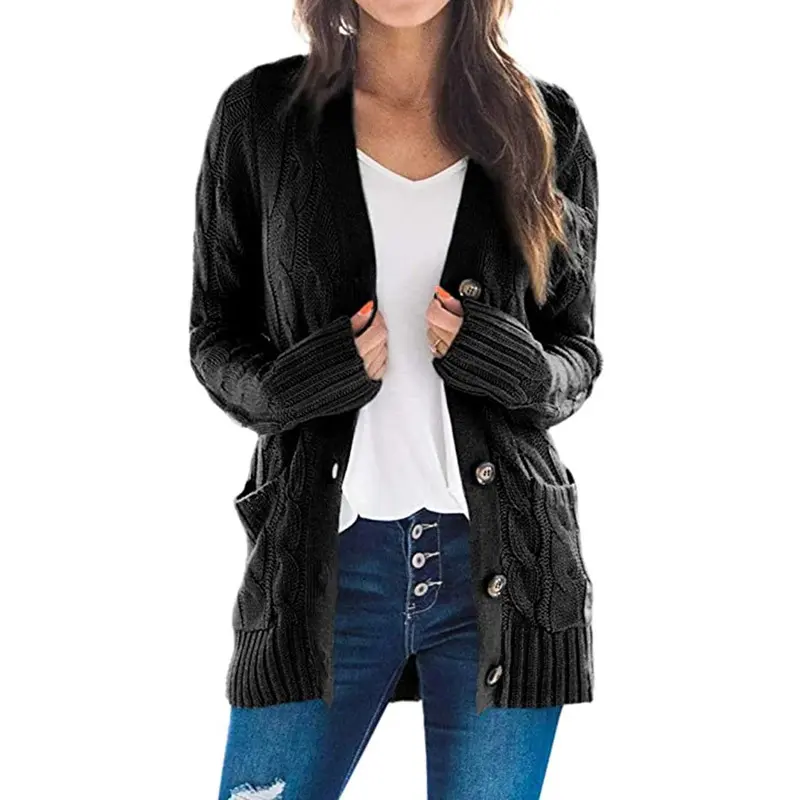 Leisure Time Women's Open Front Knit Cardigan Long Sleeve Knit Sweater Casual Solid Classy Sweater Jacket Chunky Outwear Coats