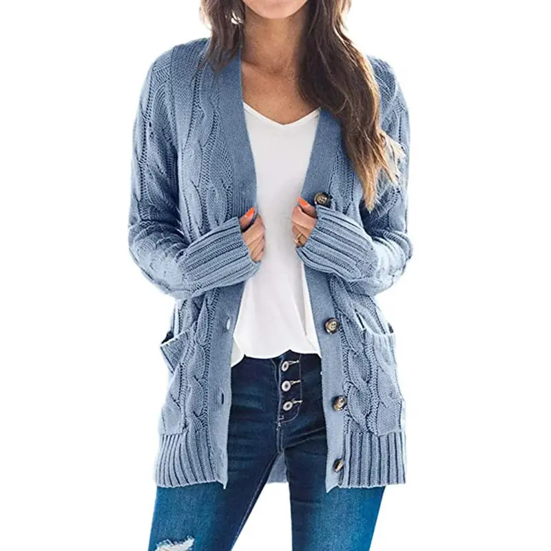 Leisure Time Women's Open Front Knit Cardigan Long Sleeve Knit Sweater Casual Solid Classy Sweater Jacket Chunky Outwear Coats