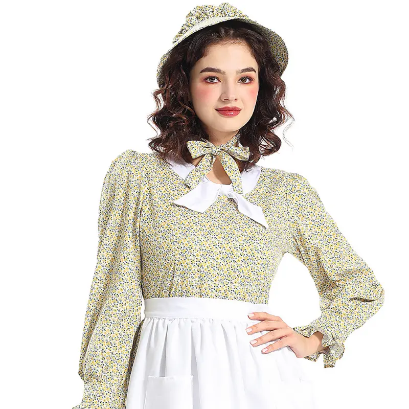 Dress Apron Avant-garde Costume Halloween Costume Amazon Source New Product Grassland Colony Yellow Floral Print