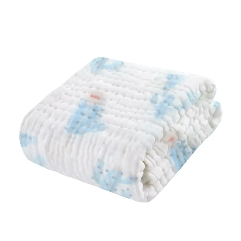 Six Layer Pure Cotton Printed Baby Bath Towel Cotton Gauze High-density Bed Sheet Bag Summer Thin Children's Bath Towel Diaper